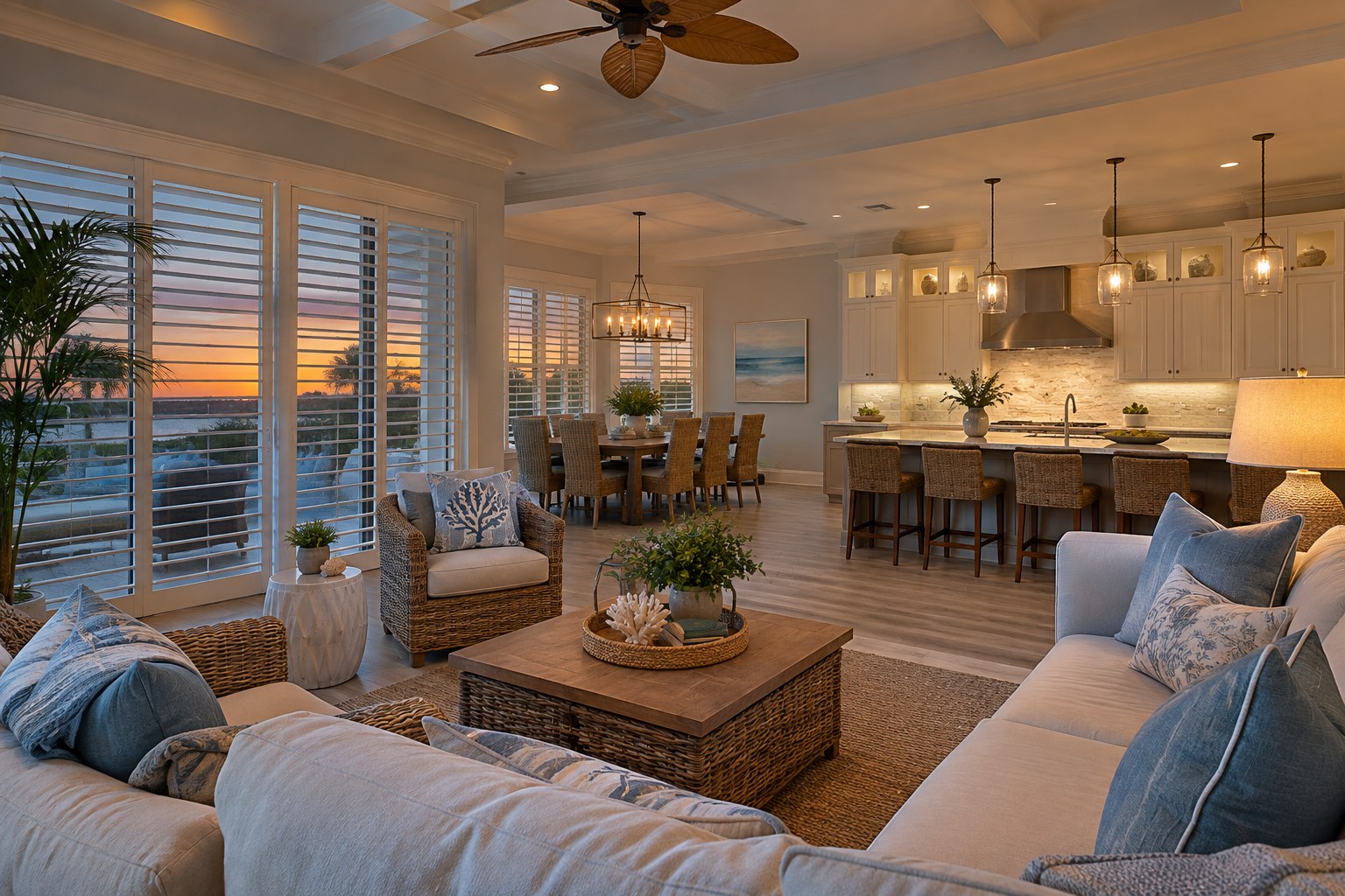 A cozy living room, illustrative